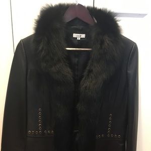 Cache leather genuine fox jacket , good condition,